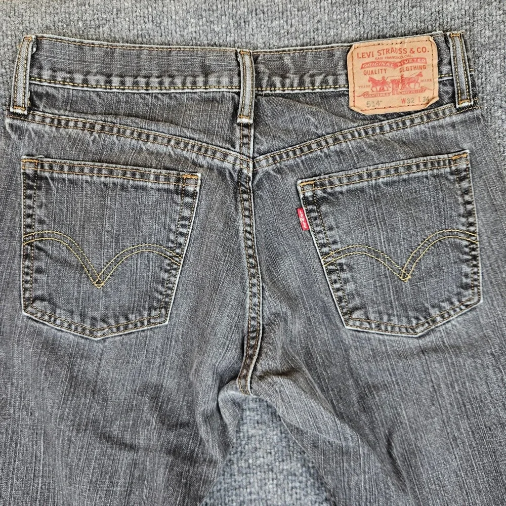 Levis 514 Jeans Men's 32x34 Slim Straight Black Faded Denim Cotton Vintage Y2K